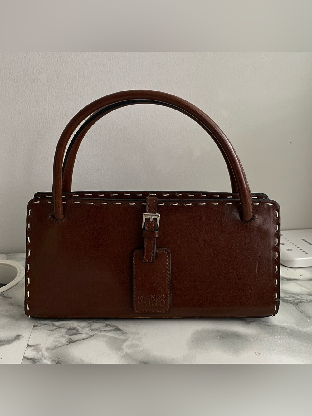 Franco Sarto Brown Leather Satchel with Top Handles